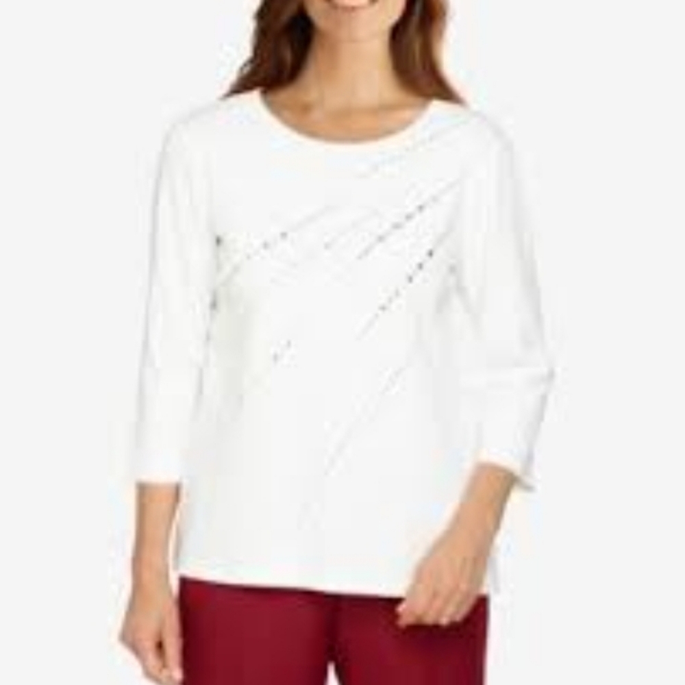 Alfred Dunner Classics Diagonal Heat Top, sz M
